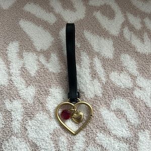 Juicy Couture Black Heart Bag Charm Keychain Key Chain